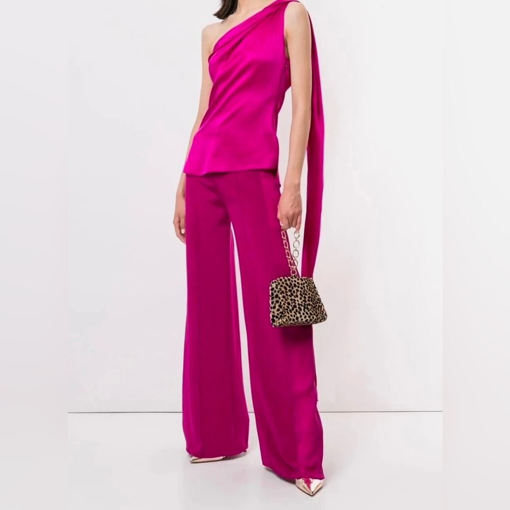 Adam Lippes Fuchsia One-Shoulder Blouse